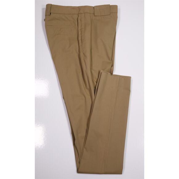 Jean Paul Gaultier Mens Khaki Tan Flat Front Moto Chino Pants Tall Long 34 x 42
